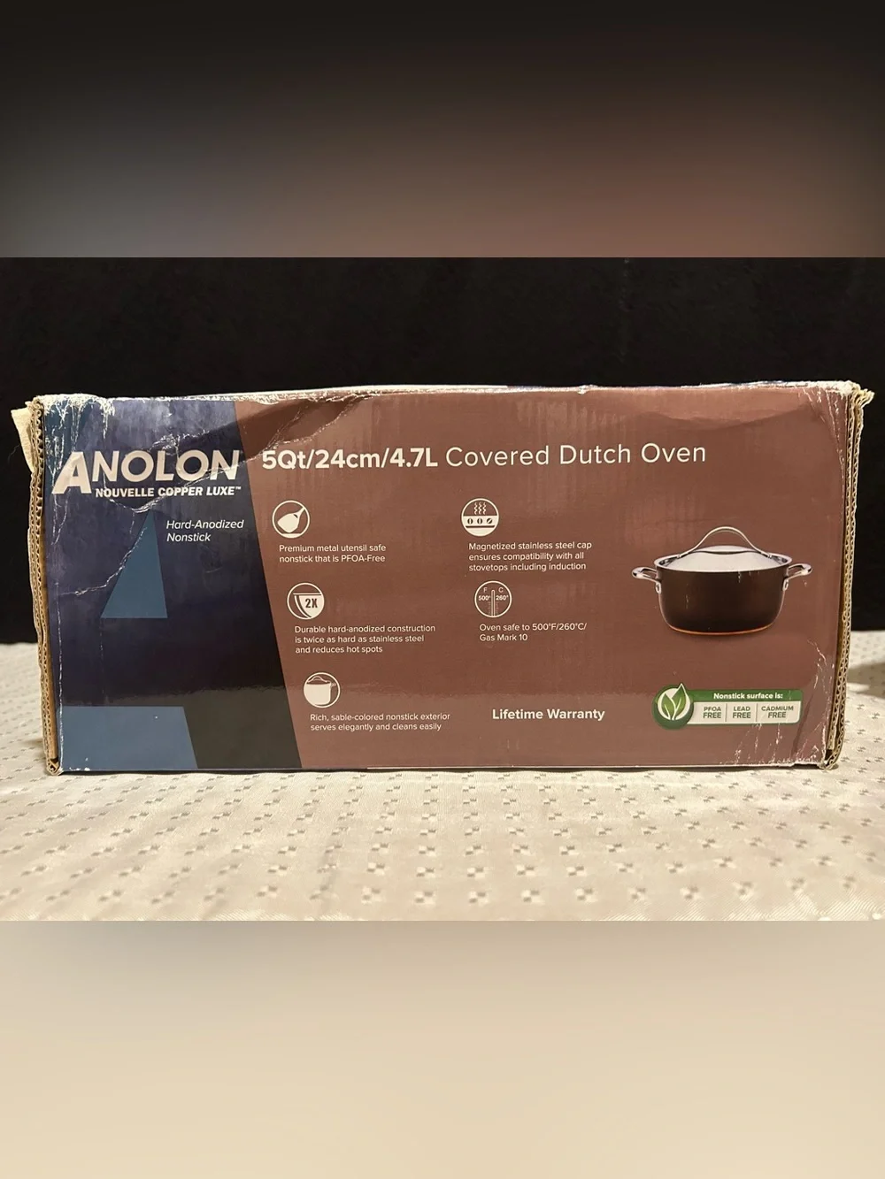 Anolon Nouvelle Copper Luxe 5qt Dutch Oven with Lid Brand New In Box